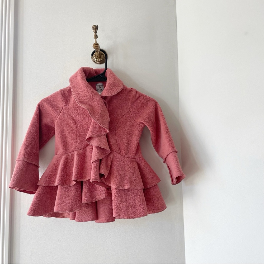 Mack & Co Blush Fleece Tiered Ruffle Jacket | 2T